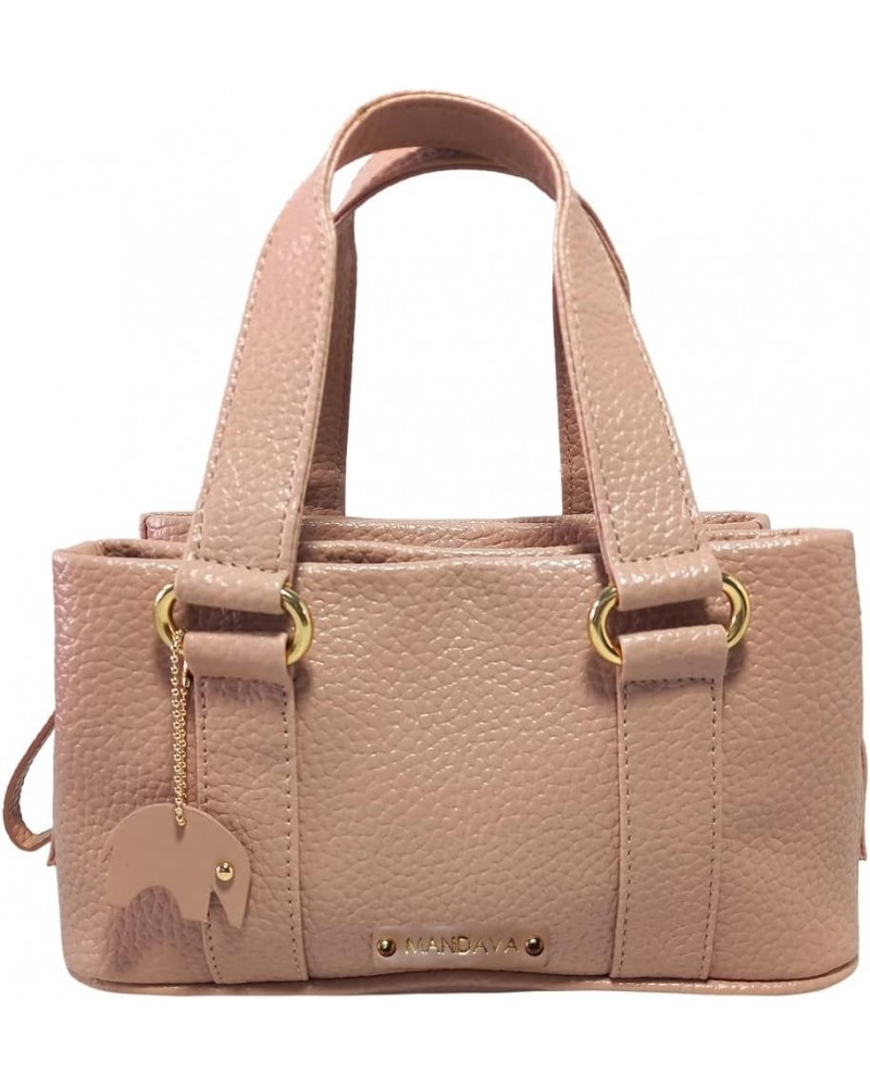 Women's PU Leather Mini Handbag, Top Handle Small Satchel Bag for Ladies Old Pink $20.68 Satchels