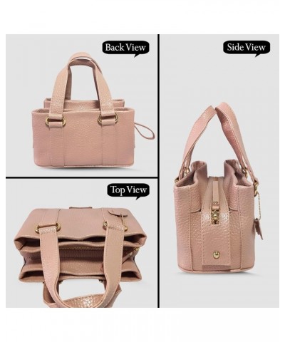 Women's PU Leather Mini Handbag, Top Handle Small Satchel Bag for Ladies Old Pink $20.68 Satchels