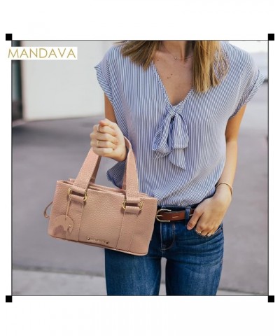 Women's PU Leather Mini Handbag, Top Handle Small Satchel Bag for Ladies Old Pink $20.68 Satchels