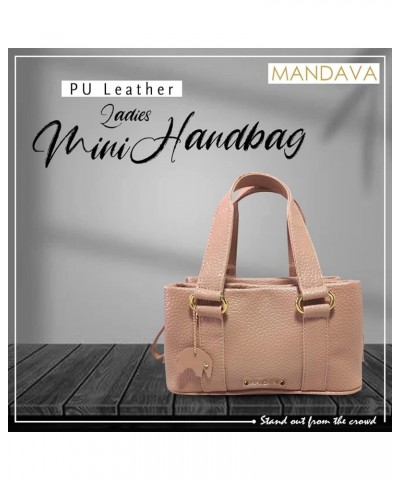 Women's PU Leather Mini Handbag, Top Handle Small Satchel Bag for Ladies Old Pink $20.68 Satchels