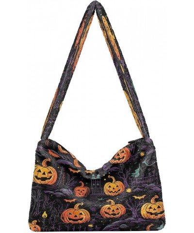 Tropical Leaves Green Leaves Womens Shoulder Bag, Book Tote Bag, Autumn Handbags Halloween With Pumpkins and Stars-4 $12.49 S...