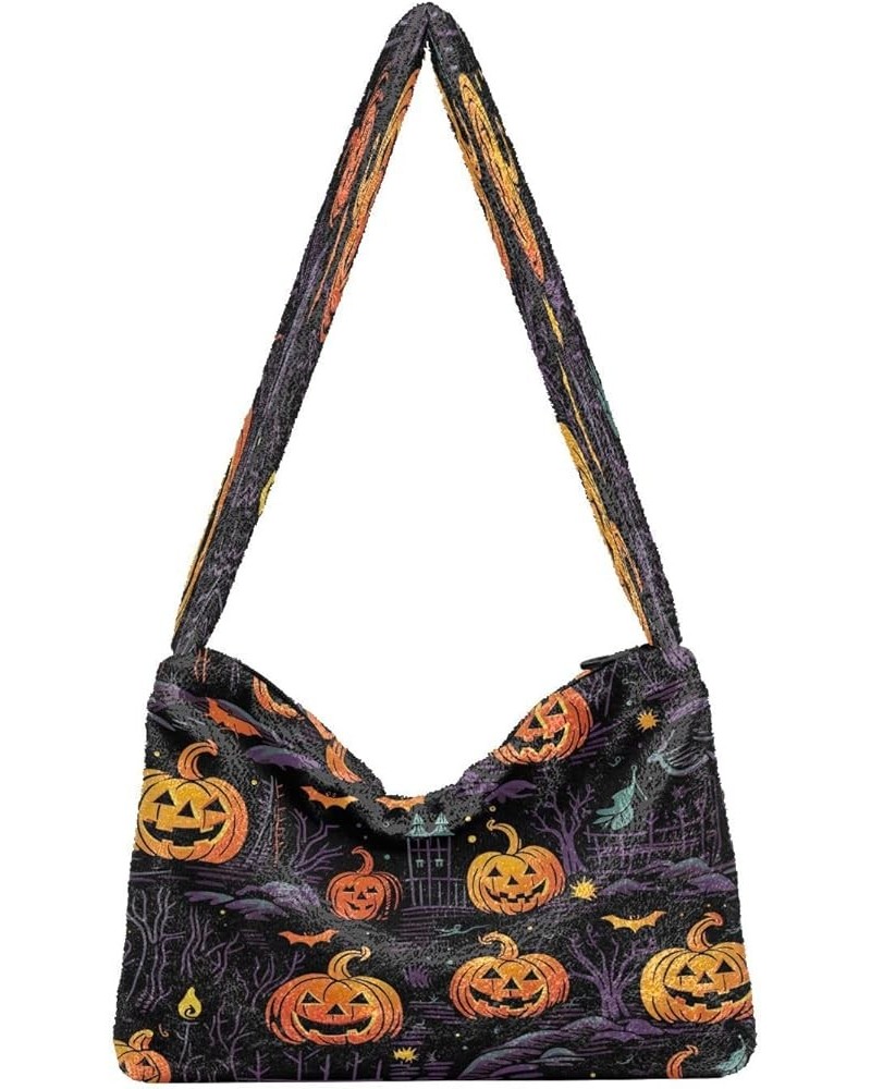 Tropical Leaves Green Leaves Womens Shoulder Bag, Book Tote Bag, Autumn Handbags Halloween With Pumpkins and Stars-4 $12.49 S...