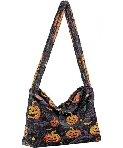 Tropical Leaves Green Leaves Womens Shoulder Bag, Book Tote Bag, Autumn Handbags Halloween With Pumpkins and Stars-4 $12.49 S...