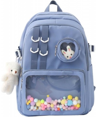 Large volume solid color transparent casual backpack for men and women (Black) Blue $22.61 Backpacks