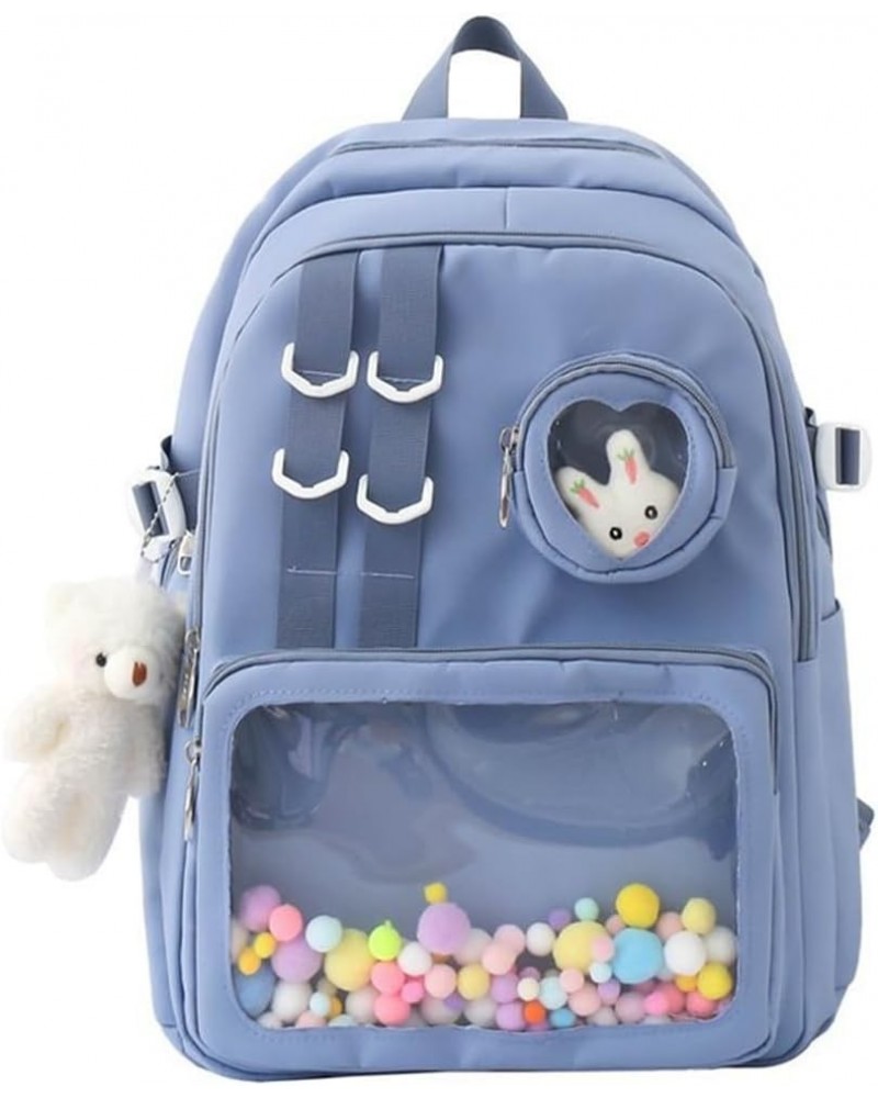 Large volume solid color transparent casual backpack for men and women (Black) Blue $22.61 Backpacks