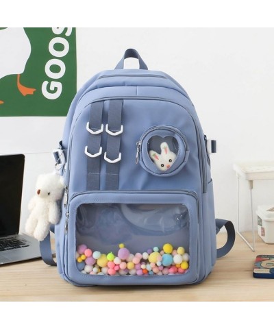 Large volume solid color transparent casual backpack for men and women (Black) Blue $22.61 Backpacks