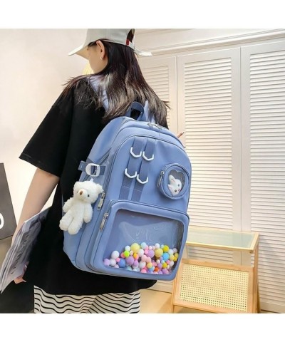 Large volume solid color transparent casual backpack for men and women (Black) Blue $22.61 Backpacks