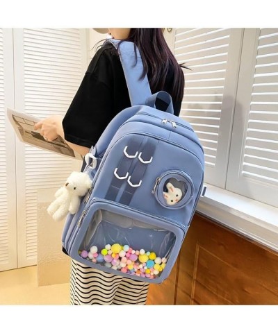 Large volume solid color transparent casual backpack for men and women (Black) Blue $22.61 Backpacks