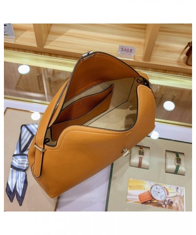 Woman Handbag Luxury Leather Underarm Shoulder Casual Tote Lady Soft Bucket Bag White-s $35.25 Crossbody Bags