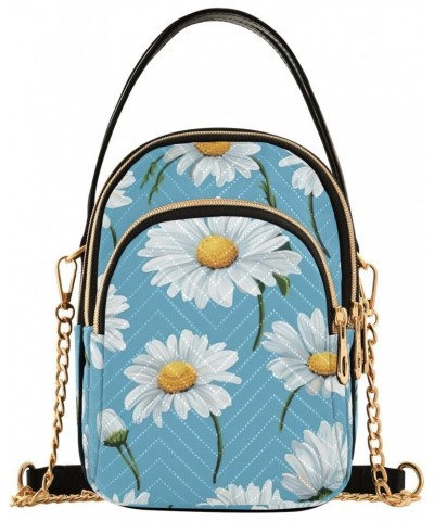 Leaves Spring Daisy Floral Crossbody Bag for Women Cell Phone Purse Wallet with Removable Chain Shoulder Handbag for Travel P...