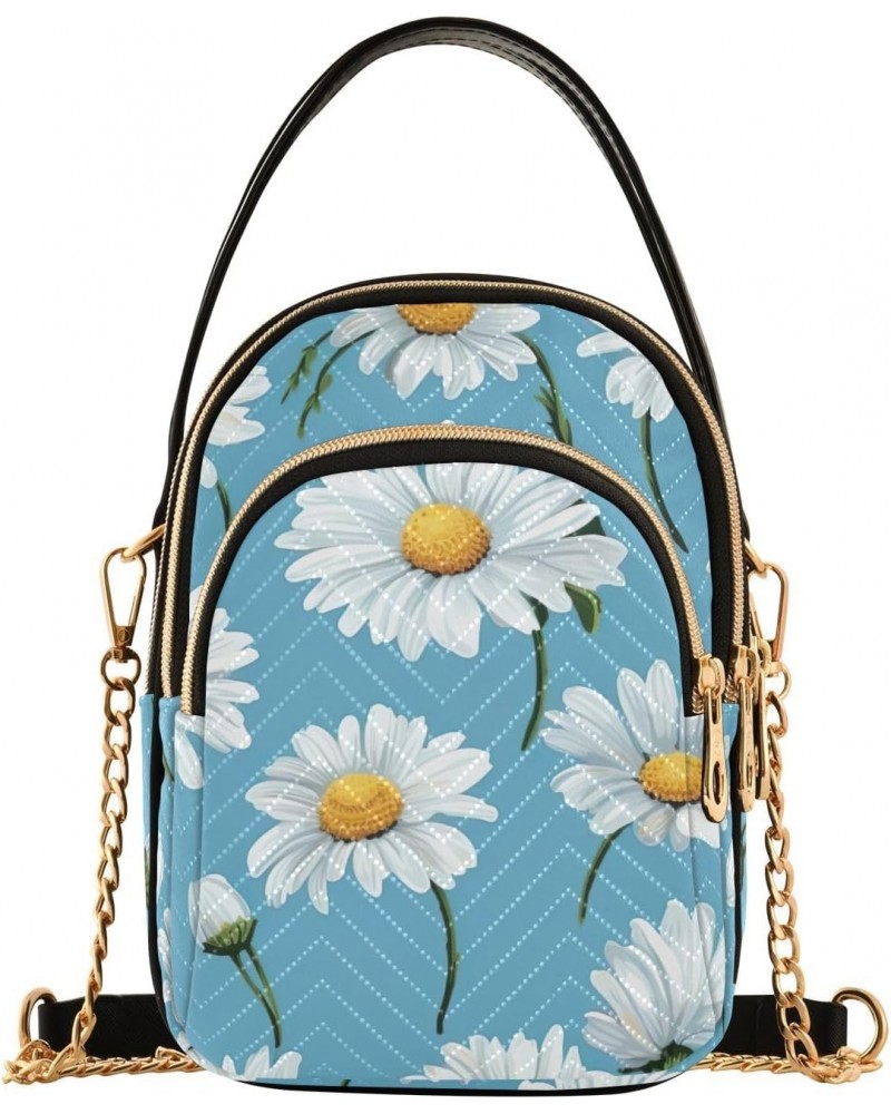 Leaves Spring Daisy Floral Crossbody Bag for Women Cell Phone Purse Wallet with Removable Chain Shoulder Handbag for Travel P...