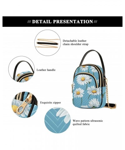 Leaves Spring Daisy Floral Crossbody Bag for Women Cell Phone Purse Wallet with Removable Chain Shoulder Handbag for Travel P...