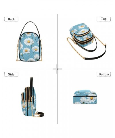 Leaves Spring Daisy Floral Crossbody Bag for Women Cell Phone Purse Wallet with Removable Chain Shoulder Handbag for Travel P...