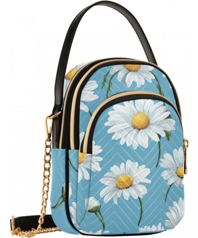 Leaves Spring Daisy Floral Crossbody Bag for Women Cell Phone Purse Wallet with Removable Chain Shoulder Handbag for Travel P...