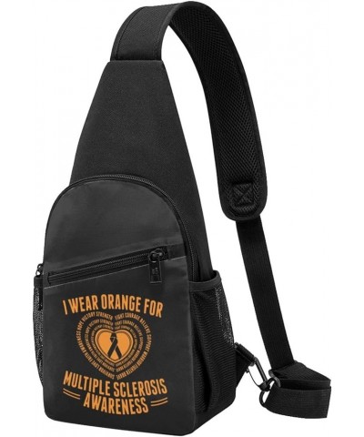 I Wear Orange for Ms Awareness Crossbody Bags Adjustable Leisure Travel Crossbody Shoulder Bag Unisex One Size Black $22.48 C...