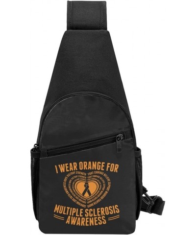 I Wear Orange for Ms Awareness Crossbody Bags Adjustable Leisure Travel Crossbody Shoulder Bag Unisex One Size Black $22.48 C...