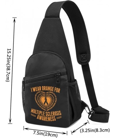 I Wear Orange for Ms Awareness Crossbody Bags Adjustable Leisure Travel Crossbody Shoulder Bag Unisex One Size Black $22.48 C...