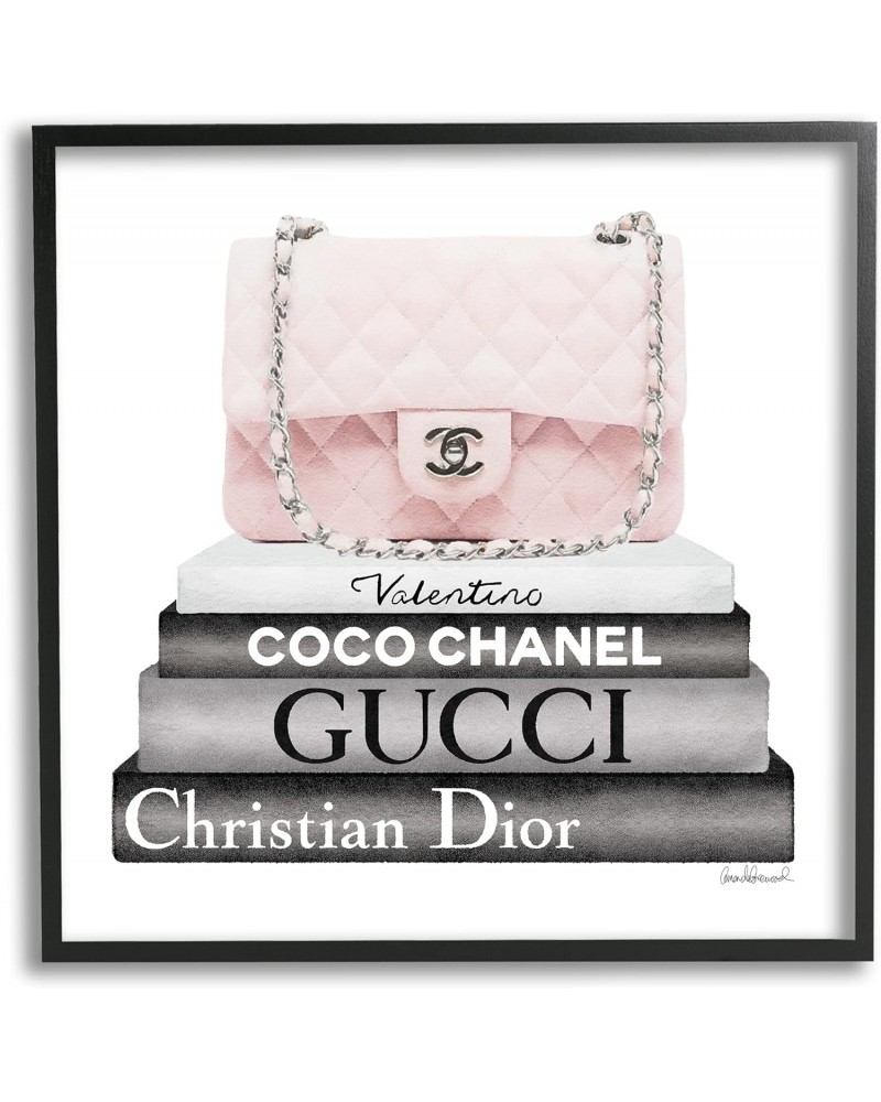 Pink Quilted Purse on Modern Chic Bookstack, Designed by Amanda Greenwood Black Framed Wall Art, 24 x 24 $31.57 Handbags