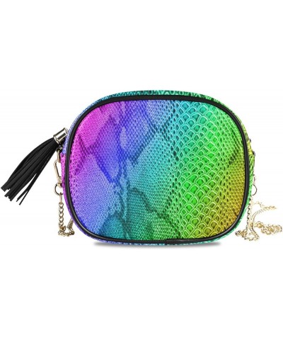 Women's Snake Art PU Leather Crossbody Bag Shoulder Purse with Tassel Multi 06 $14.39 Crossbody Bags