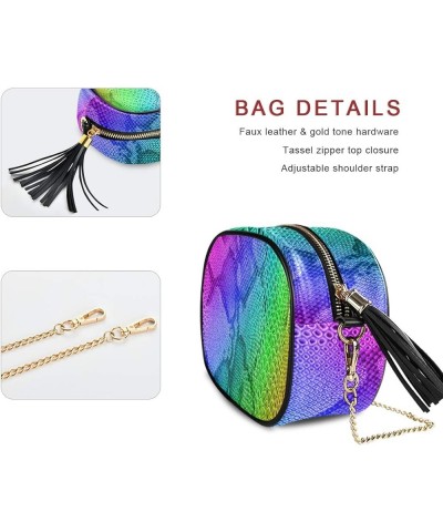 Women's Snake Art PU Leather Crossbody Bag Shoulder Purse with Tassel Multi 06 $14.39 Crossbody Bags