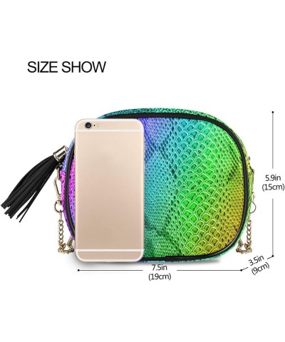 Women's Snake Art PU Leather Crossbody Bag Shoulder Purse with Tassel Multi 06 $14.39 Crossbody Bags