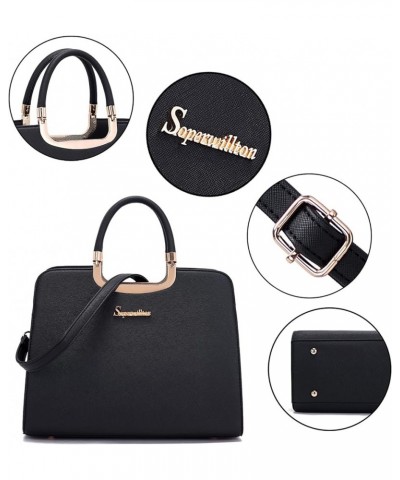 Purses for Women Tote Handbags Shoulder Bag Top Handle Satchel Work Purse Set 2pcs Black $18.00 Totes