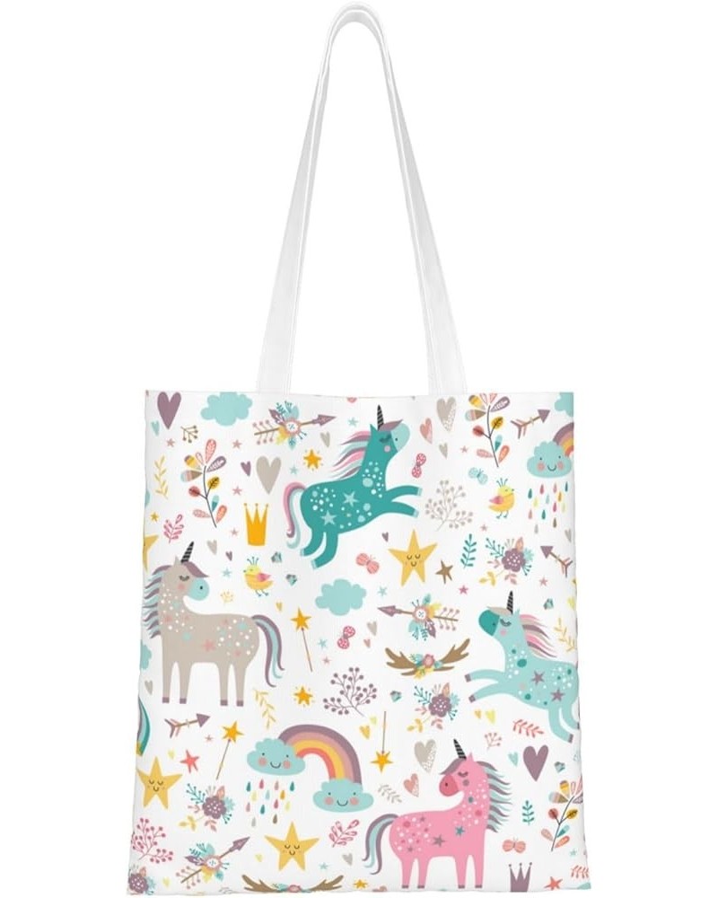 Unicorns Single Shoulder Fashion Canvas Tote Shopping Bags Handbags For Men And Women Unicorns1 $11.92 Totes