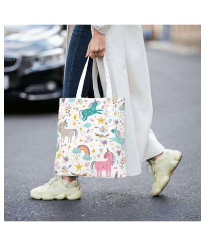 Unicorns Single Shoulder Fashion Canvas Tote Shopping Bags Handbags For Men And Women Unicorns1 $11.92 Totes