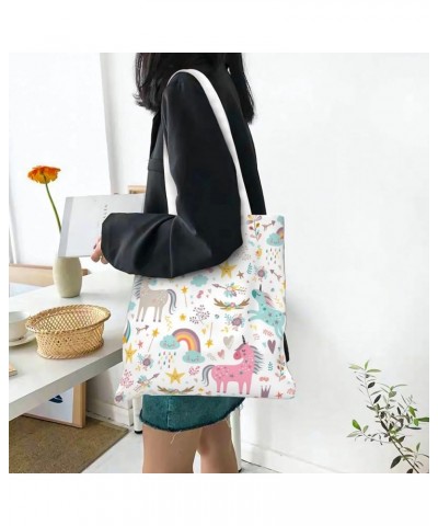 Unicorns Single Shoulder Fashion Canvas Tote Shopping Bags Handbags For Men And Women Unicorns1 $11.92 Totes