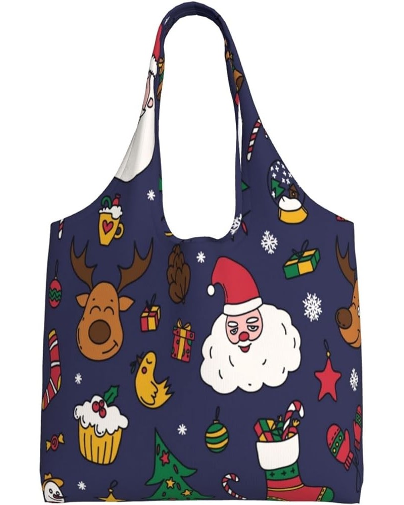 Merry Christmas Single Shoulder Commuter Canvas Tote Bags For Women And Men Merry Christmas39 $9.23 Totes