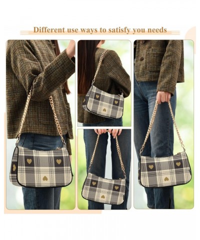 Clutch Shoulder Bags Tote Evening Purse Handbags for Women Hobo Bags Hearts Beige Buffalo Plaid with Zipper Closure $13.76 Totes