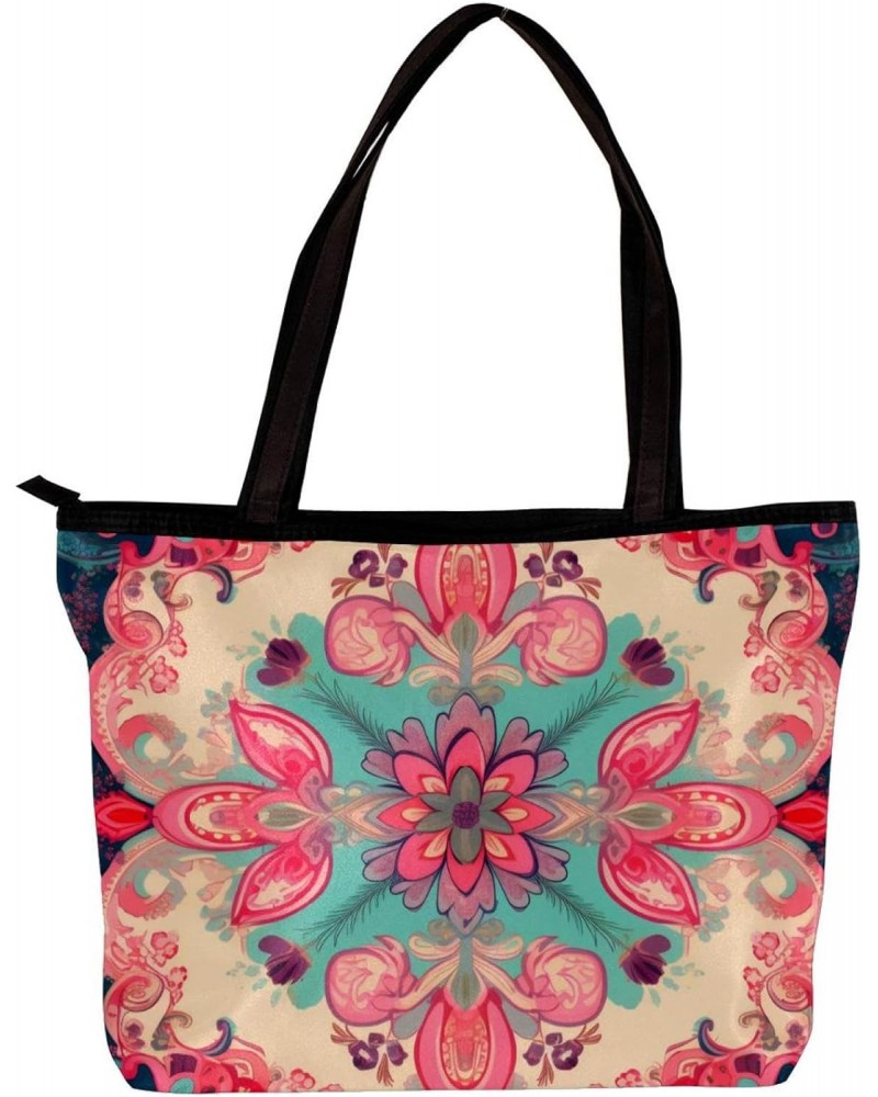 Handbags for Women, Zipper Tote Bag, Shoulder Bag, art abstract floral pattern $15.59 Totes