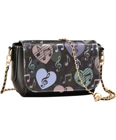 Valentines Crossbody Handbag Melody Heart Music Note PU Leather Shoulder Bag Sturdy Travel Pouch Compact Chic Bag for Women E...