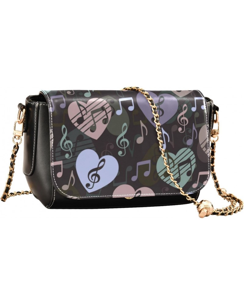 Valentines Crossbody Handbag Melody Heart Music Note PU Leather Shoulder Bag Sturdy Travel Pouch Compact Chic Bag for Women E...