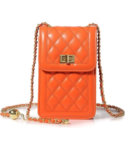 Women Small Crossbody Cell Phone Purse Leather Phone Purse Mini Messenger Shoulder Handbag Wallet Orange $17.43 Crossbody Bags