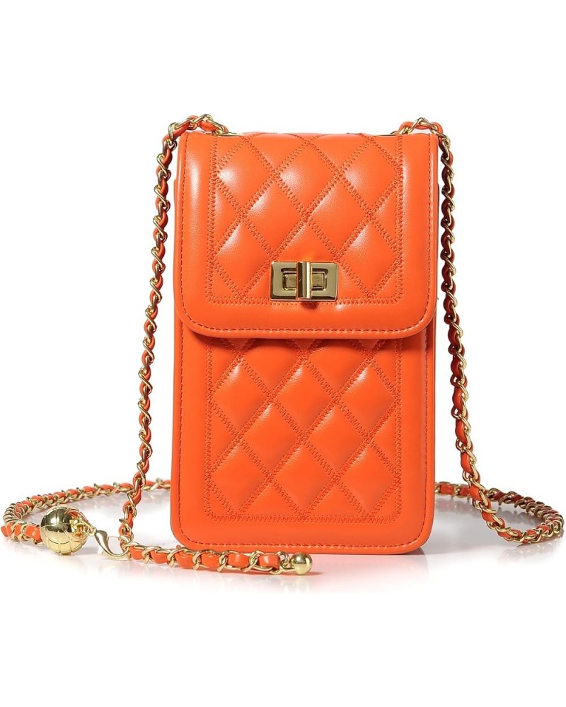 Women Small Crossbody Cell Phone Purse Leather Phone Purse Mini Messenger Shoulder Handbag Wallet Orange $17.43 Crossbody Bags