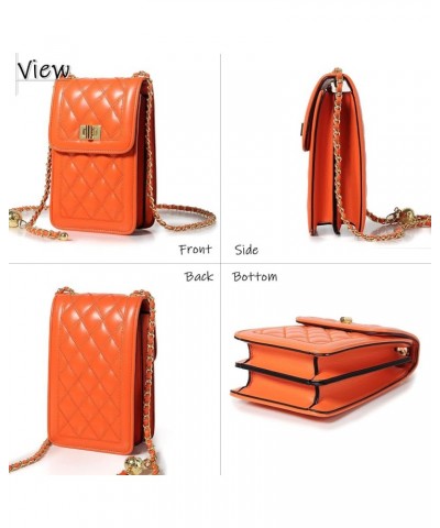 Women Small Crossbody Cell Phone Purse Leather Phone Purse Mini Messenger Shoulder Handbag Wallet Orange $17.43 Crossbody Bags