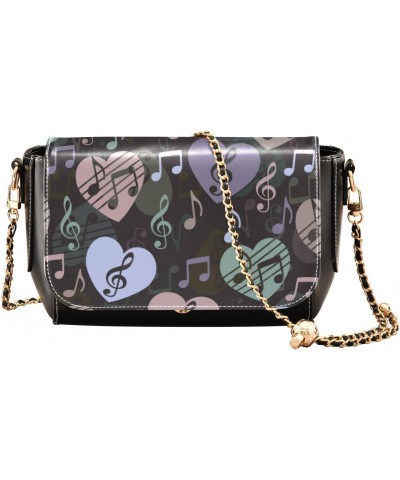 Valentines Crossbody Handbag Melody Heart Music Note PU Leather Shoulder Bag Sturdy Travel Pouch Compact Chic Bag for Women E...