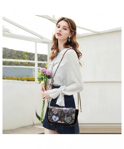 Valentines Crossbody Handbag Melody Heart Music Note PU Leather Shoulder Bag Sturdy Travel Pouch Compact Chic Bag for Women E...