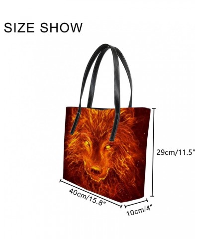 Shoulder Bag Tote Bags for Women Fire Wolf Leather Shopper Work Handbags Large Casual Bag $24.90 Totes