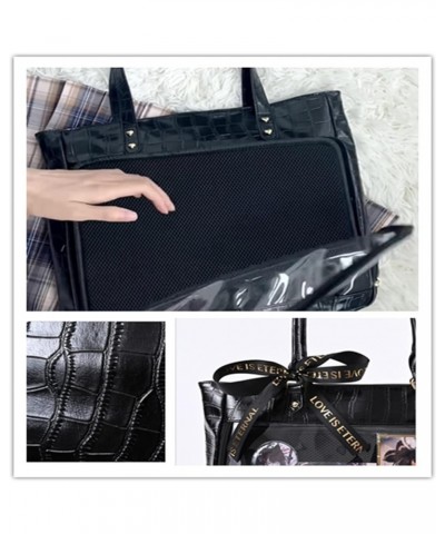 Crocodile Tote Ita Bag with Insert Pin Display Handbag, Big Capacity Shoulder Bag for Women Mother Bag Black $20.66 Totes