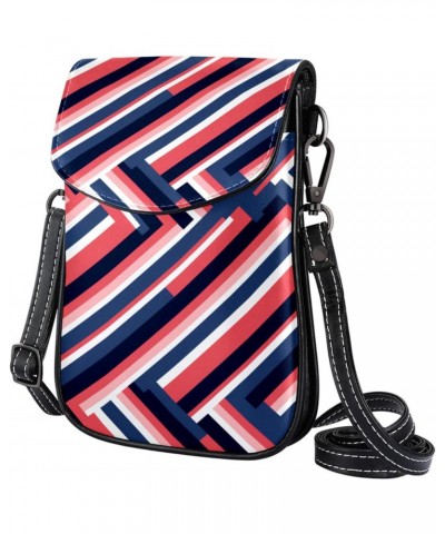 Crossbody Bags for Women,Crossbody Bag Men,Small Sling Bag,Blue and Red Stripes,Crossbody Purse $10.77 Crossbody Bags