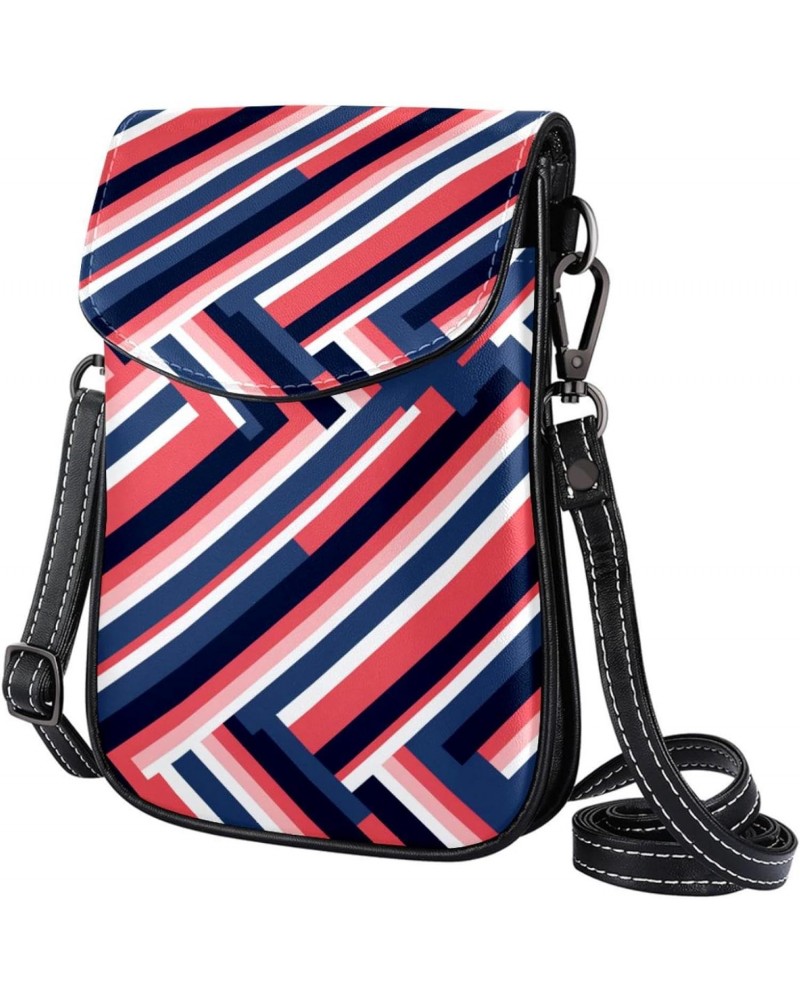 Crossbody Bags for Women,Crossbody Bag Men,Small Sling Bag,Blue and Red Stripes,Crossbody Purse $10.77 Crossbody Bags