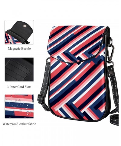 Crossbody Bags for Women,Crossbody Bag Men,Small Sling Bag,Blue and Red Stripes,Crossbody Purse $10.77 Crossbody Bags