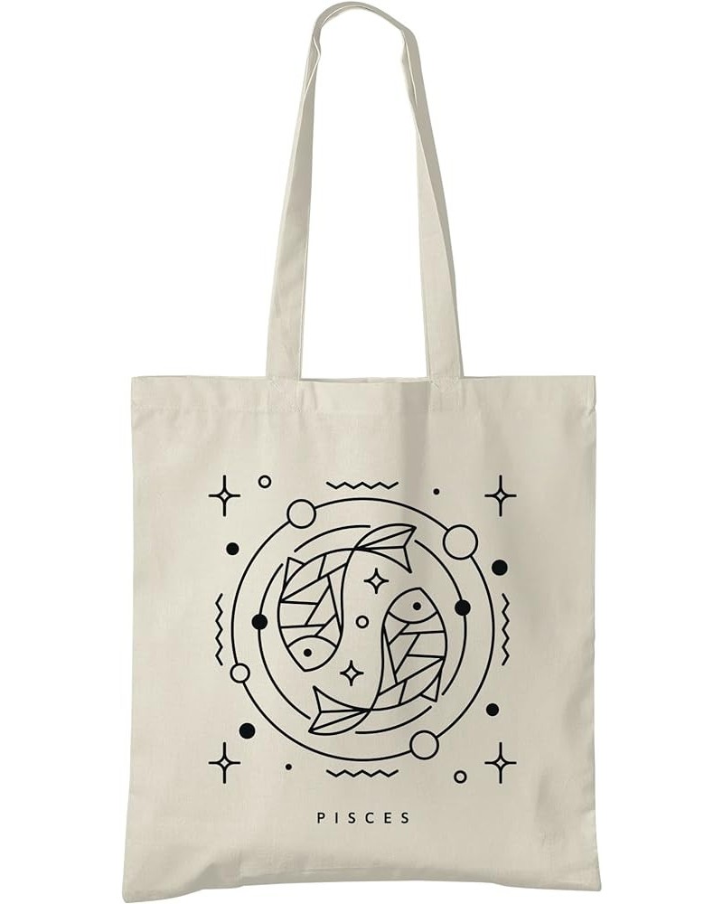 Zodiac Astrology Sign Natural Cotton Tote Bag Pick Your Sign Pisces $13.18 Totes