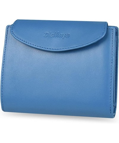 Womens Wallet Genuine Leather Compact Tri-Fold Purse Credit Card Holder with ID Window (Pink) blue $16.88 Wallets