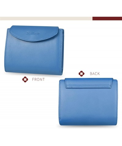 Womens Wallet Genuine Leather Compact Tri-Fold Purse Credit Card Holder with ID Window (Pink) blue $16.88 Wallets