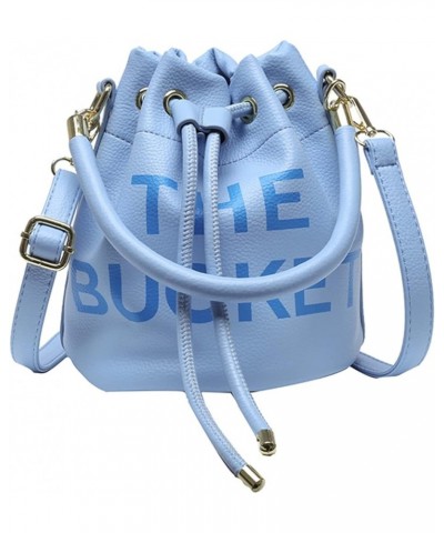 The Tote Bag for Women - PU Leather Crossbody Bucket Bag, Drawstring Handbag, Trendy Shoulder Bag for Everyday Style Sky Blue...