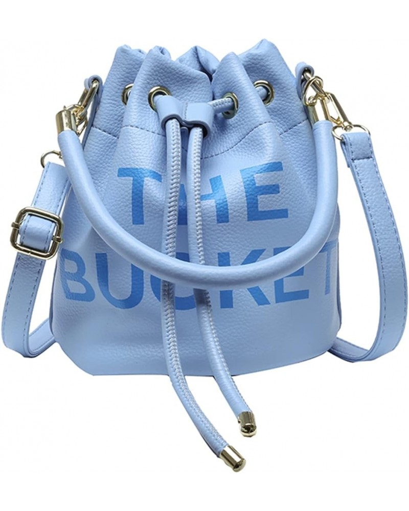 The Tote Bag for Women - PU Leather Crossbody Bucket Bag, Drawstring Handbag, Trendy Shoulder Bag for Everyday Style Sky Blue...