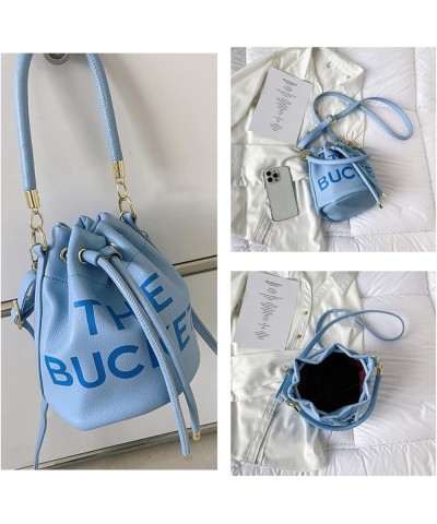 The Tote Bag for Women - PU Leather Crossbody Bucket Bag, Drawstring Handbag, Trendy Shoulder Bag for Everyday Style Sky Blue...